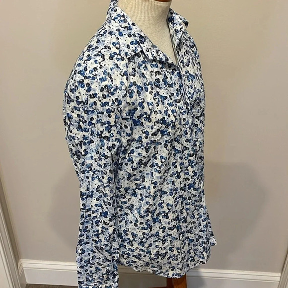 NWT!! Frank & Eileen - Woven Cotton Button-up Shirt in Blue Floral - Size Small - Picture 5 of 9